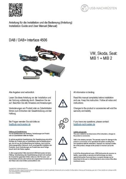Interface Digital Radio DAB+ for VW/SKODA/SEAT systems